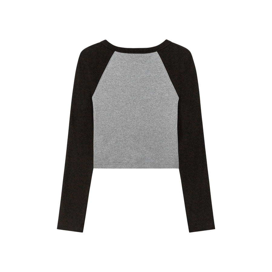 CHUU Make Me A Believer Raglan Color Crop T-Shirt