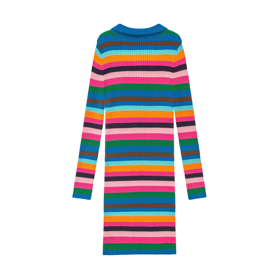 CHUU Colorful Skies Rainbow Striped Knit Dress