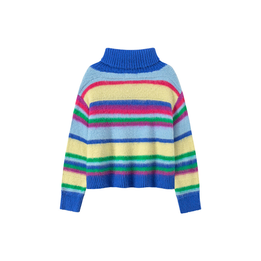 CHUU Loving You Two-Ways Stripe Knit Sweater