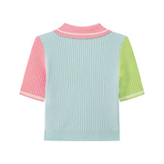 Color Block Knit Polo Top