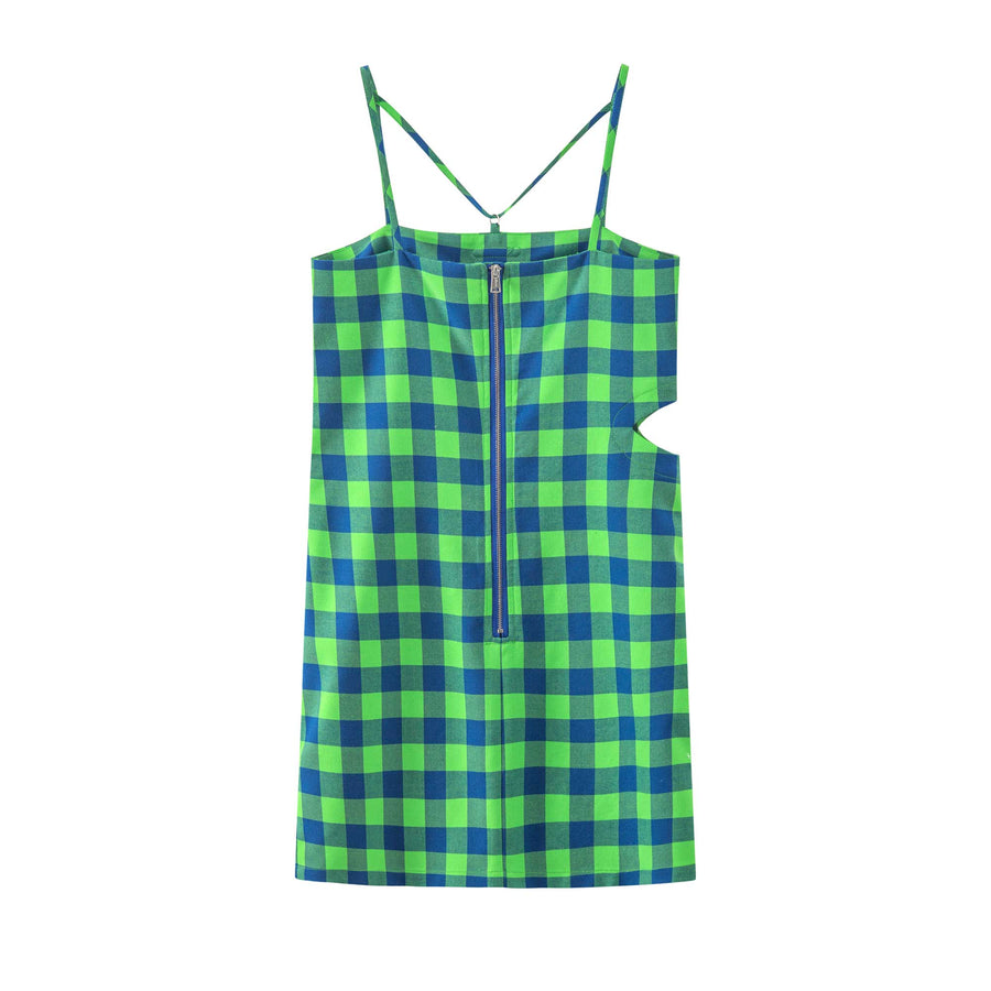 CHUU Check Sleeveless Mini Dress