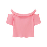 Shirring Off Shoulder T-Shirt