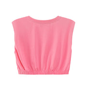 Shoulder Pad Zipper Detail Sleeveless Top