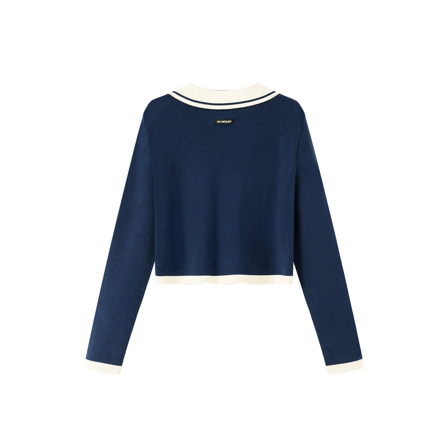 CHUU Noe Open Collar Knit Top