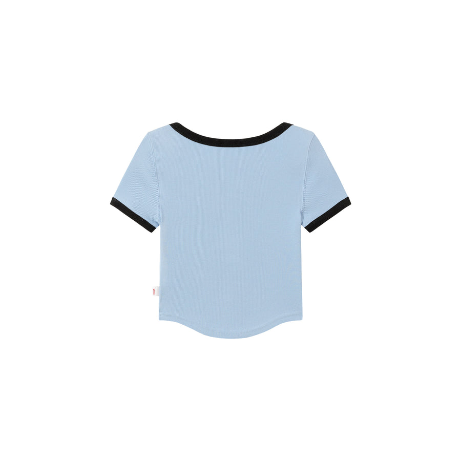 CHUU Big U-Neck Cropped T-Shirt