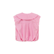 Big Collar Color Sleeveless Shirt