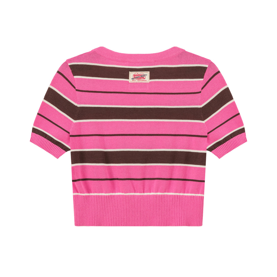 CHUU Striped Cropped Knit Top