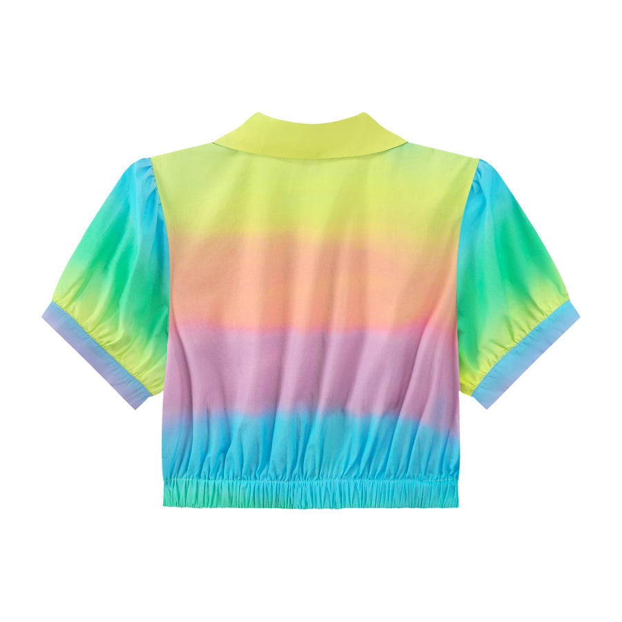 CHUU Rainbow Cropped Zip-Up Jacket