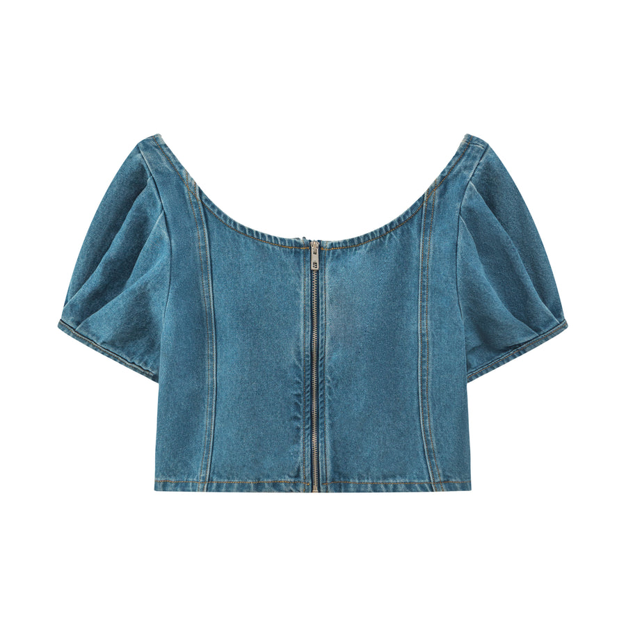 CHUU Conception Of Details Denim Blouse