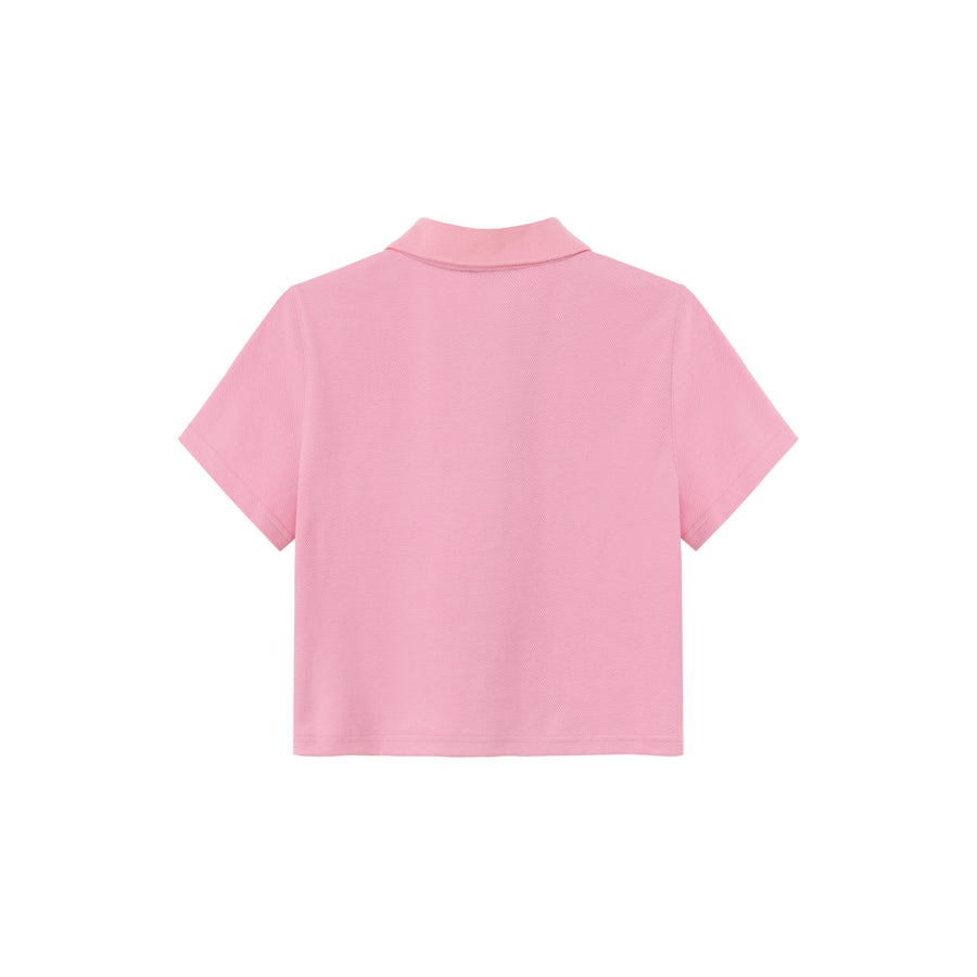 CHUU Half-Zip Cropped T-Shirt