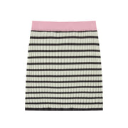 Striped Stretchy Knit Mini Skirt