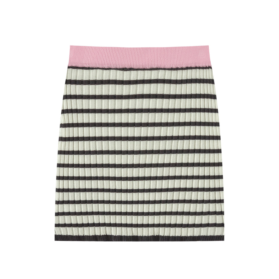 CHUU Striped Stretchy Knit Mini Skirt