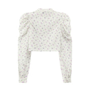 Flower Eyelet Puff Blouse