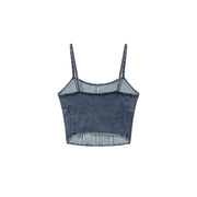 Vintage Denim Sleeveless Bustier Top