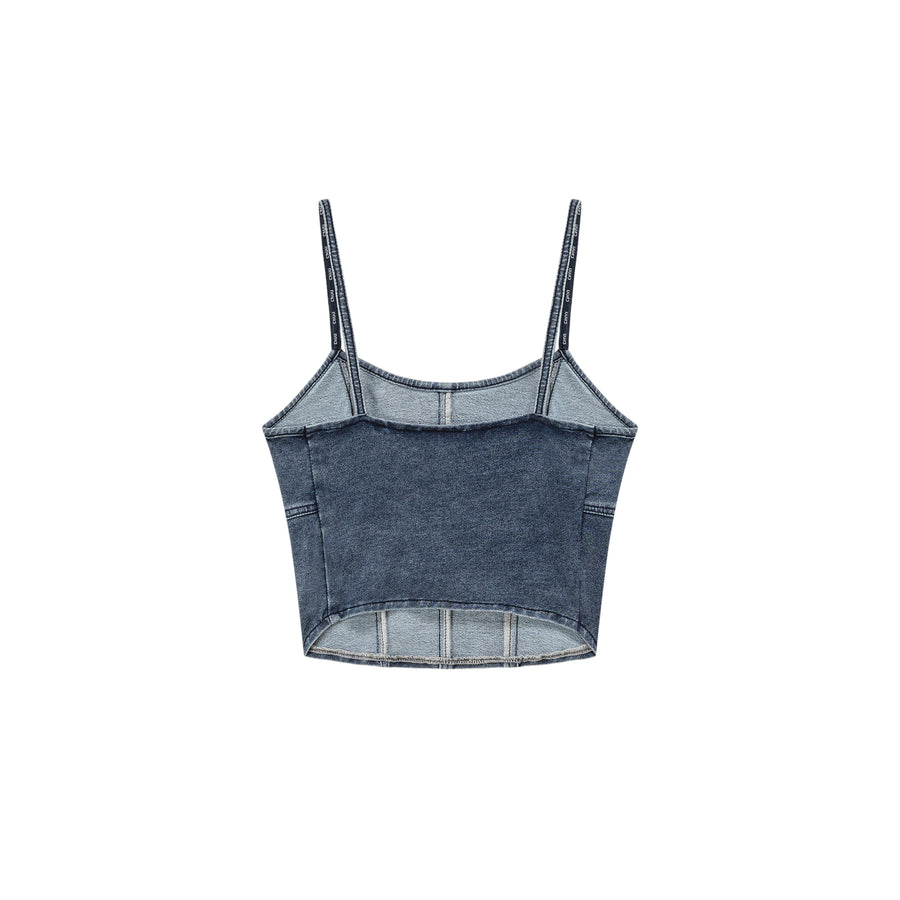 CHUU Vintage Denim Sleeveless Bustier Top