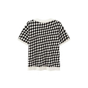 Diamond Check Ribbed Polo Top