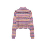 Rainbow Striped Zip-Up Knit Cardigan