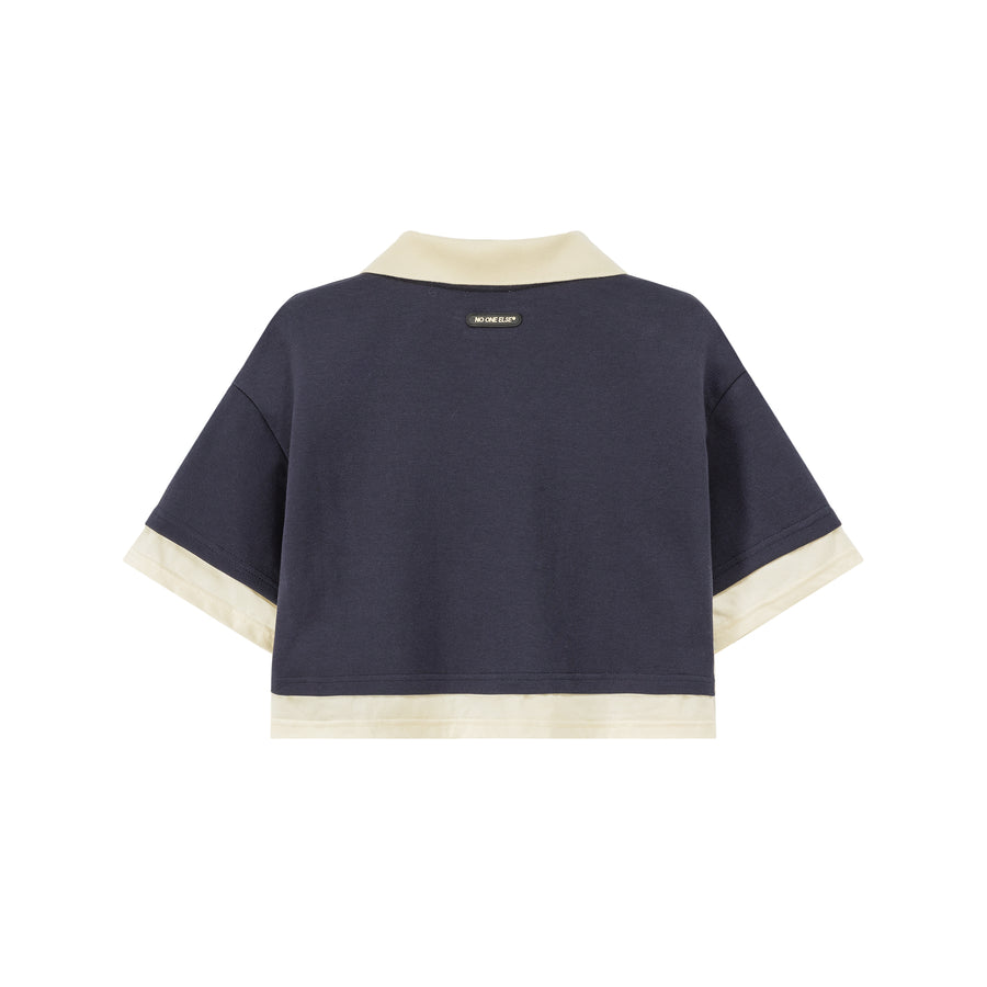 CHUU Polo Neck Sporty Crop T-Shirt