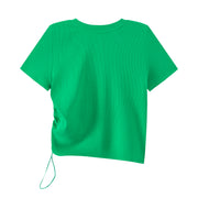 Shirring Unbalanced Crop T-Shirt