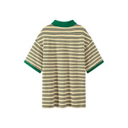 Striped Polo Neck T-Shirt