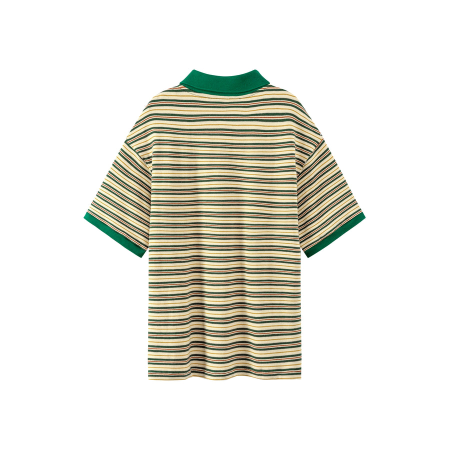 CHUU Striped Polo Neck T-Shirt