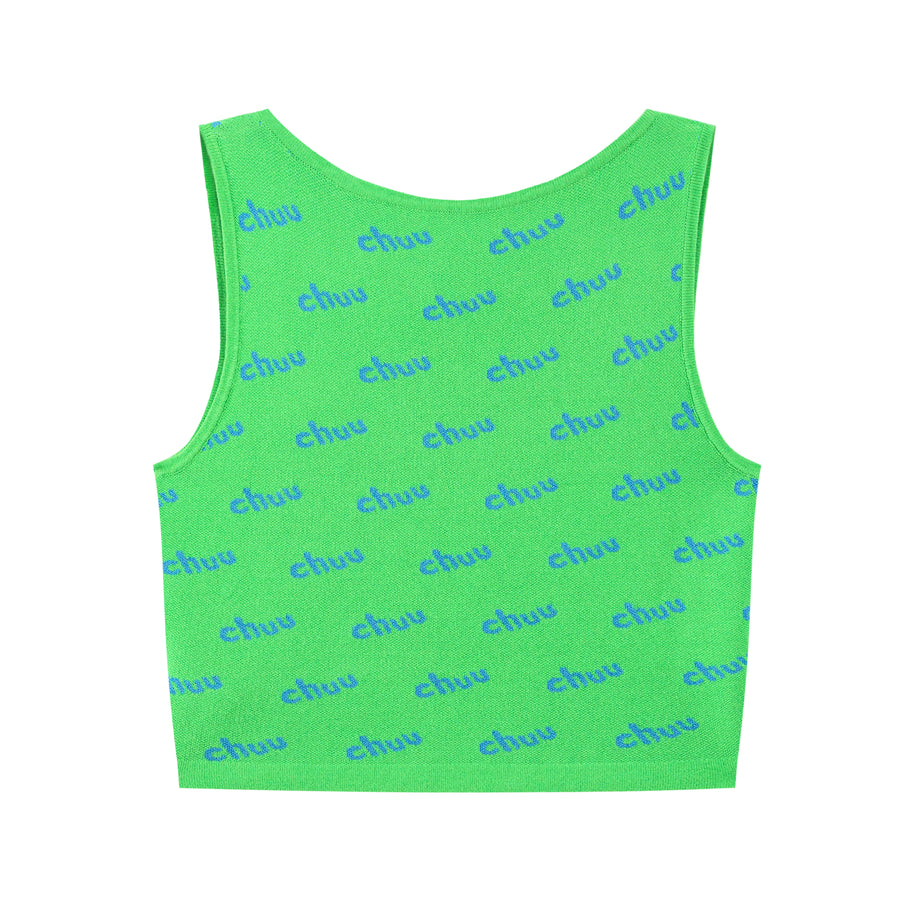 CHUU Logo Crop Sleeveless Knit Top