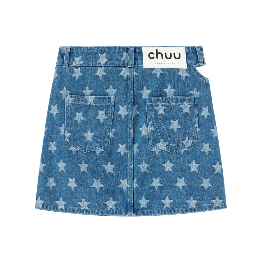 CHUU Star Denim Mini Skirt