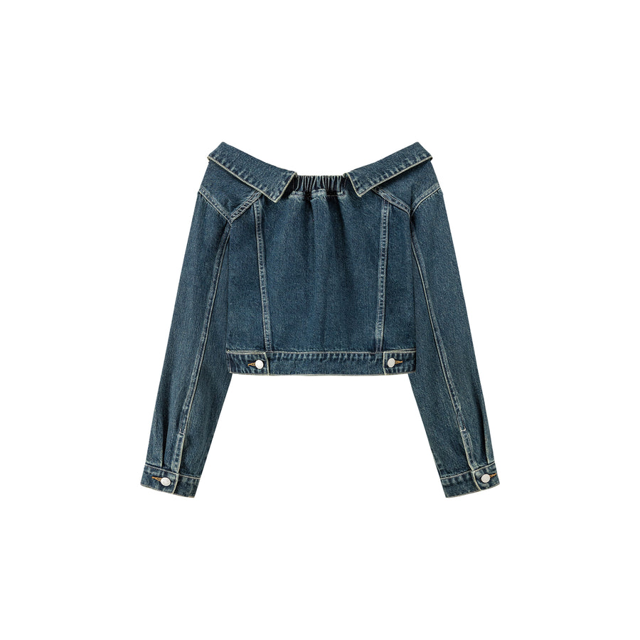 CHUU Off Shoulder Denim Jacket