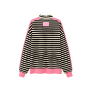 I Like You Half Zip-Up Color Stripe Sweatshirt