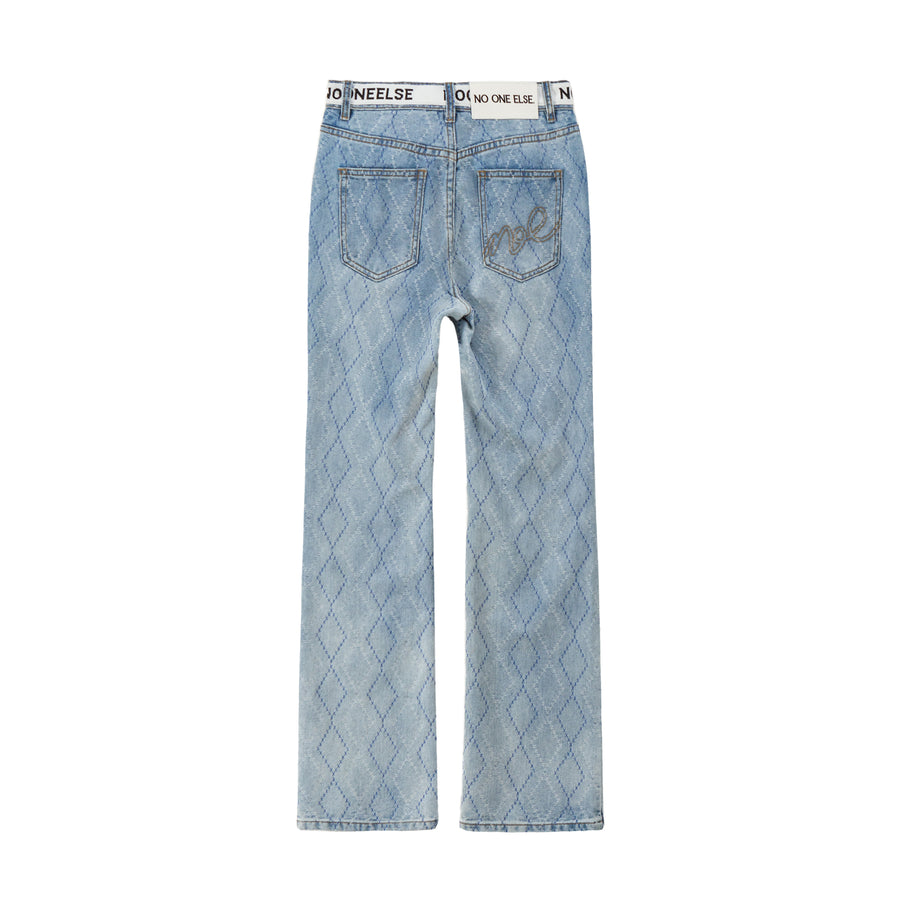 CHUU Argyle Bootcut Denim Jeans