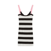 Big Ribbon Wide Stripe Ribbed Mini Dress