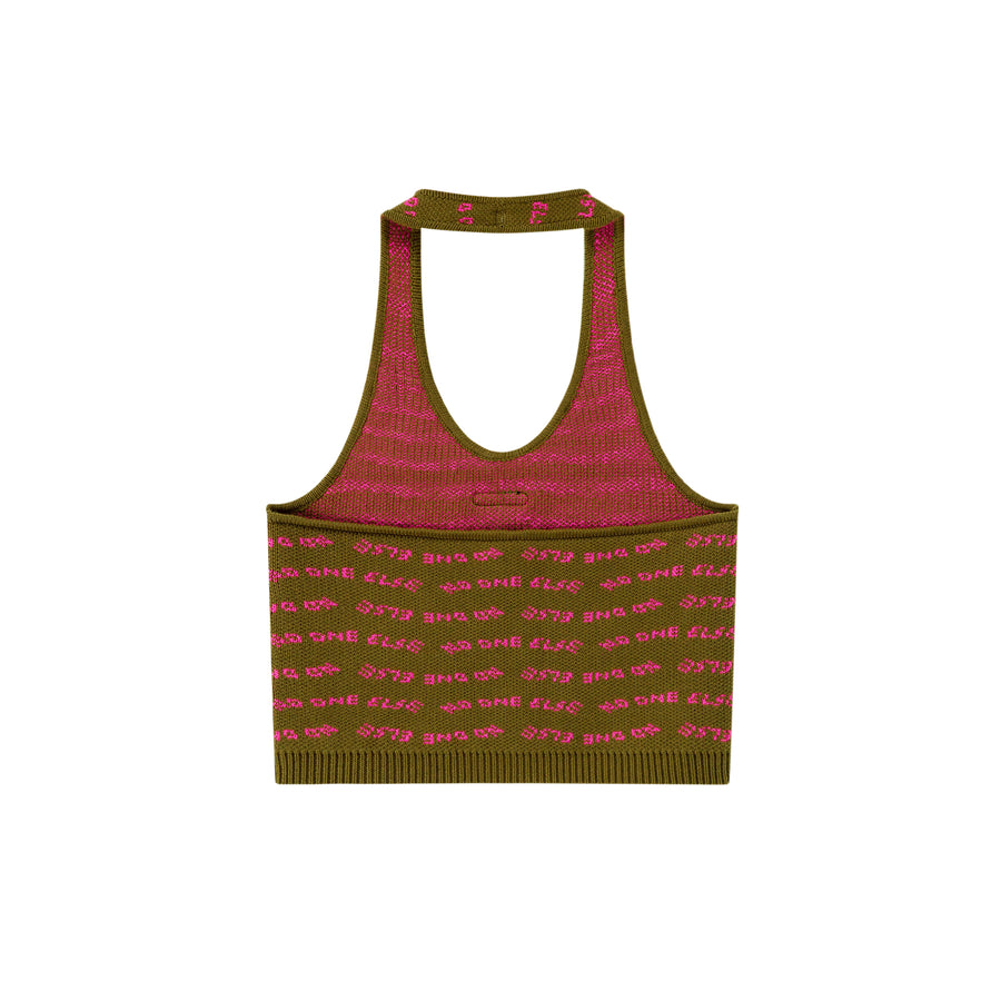 CHUU Noe Lettering Knit Halter Top