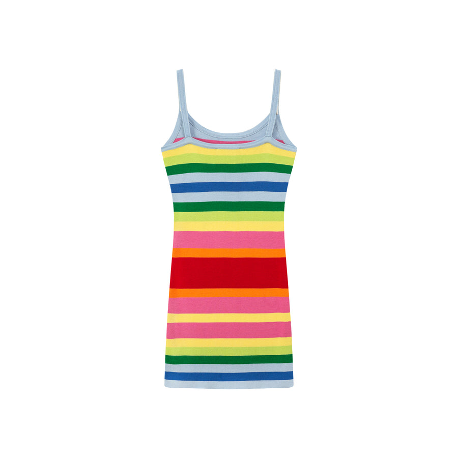 CHUU Rainbow Stripes Knit Cami Dress