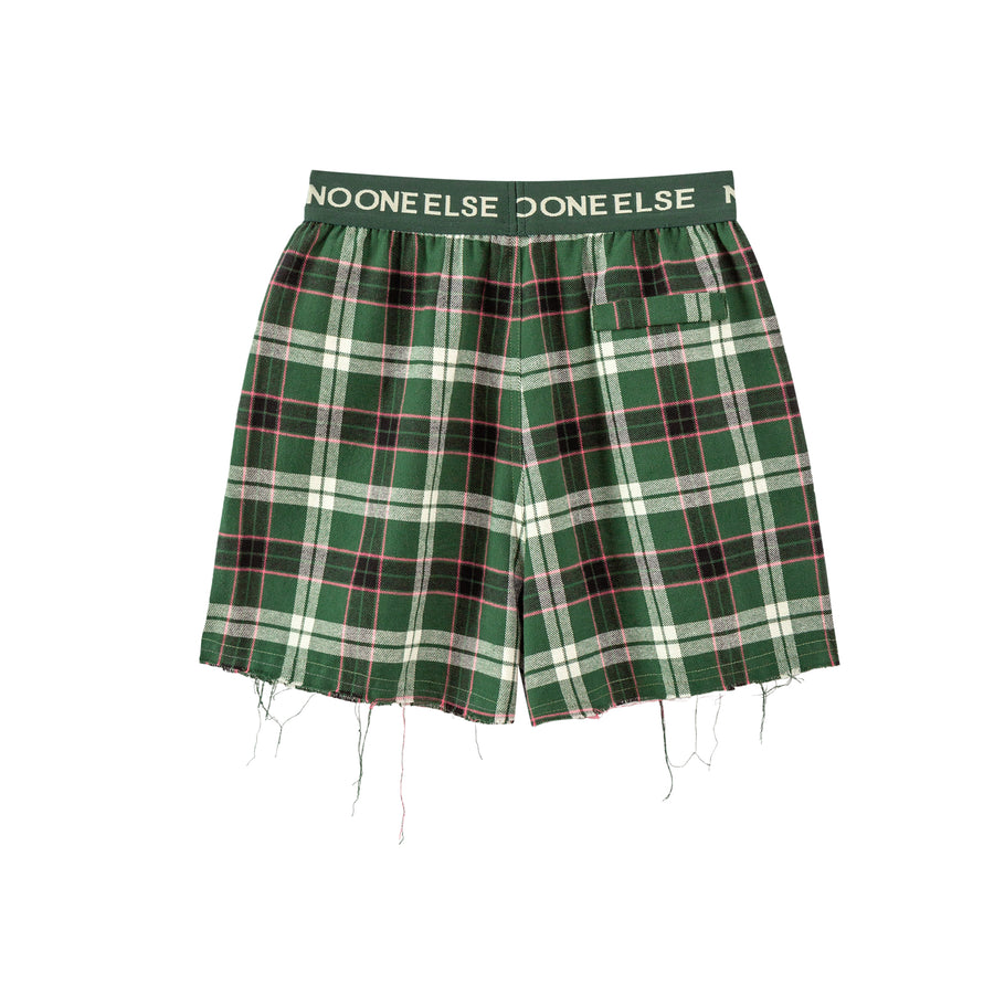 CHUU Scottish Check Raw Hem Shorts