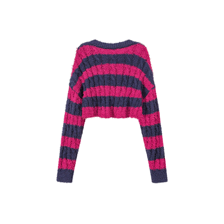 CHUU Pretty Bold Striped Cropped Knit Sweater