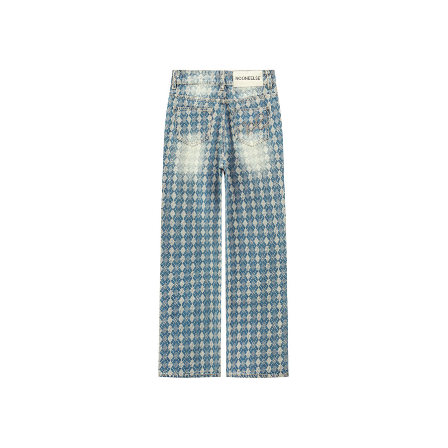 CHUU Gradient Argyle Jeans