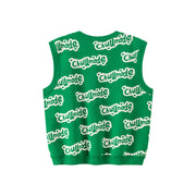 Bubble Letters V-Neck Knit Vest