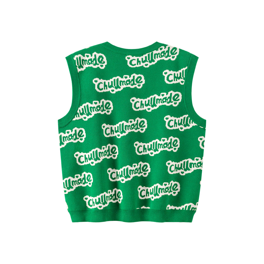 CHUU Bubble Letters V-Neck Knit Vest