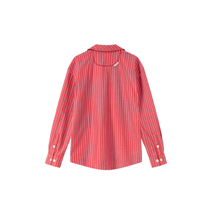 CHUU Star Logo Vertical Stripe Loose Fit Shirt