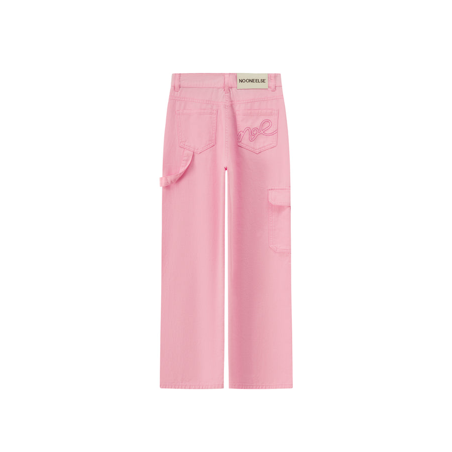 CHUU Side Strap Straight Wide Pants