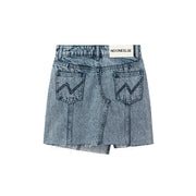 Unbalanced Cut Denim Mini Skirt