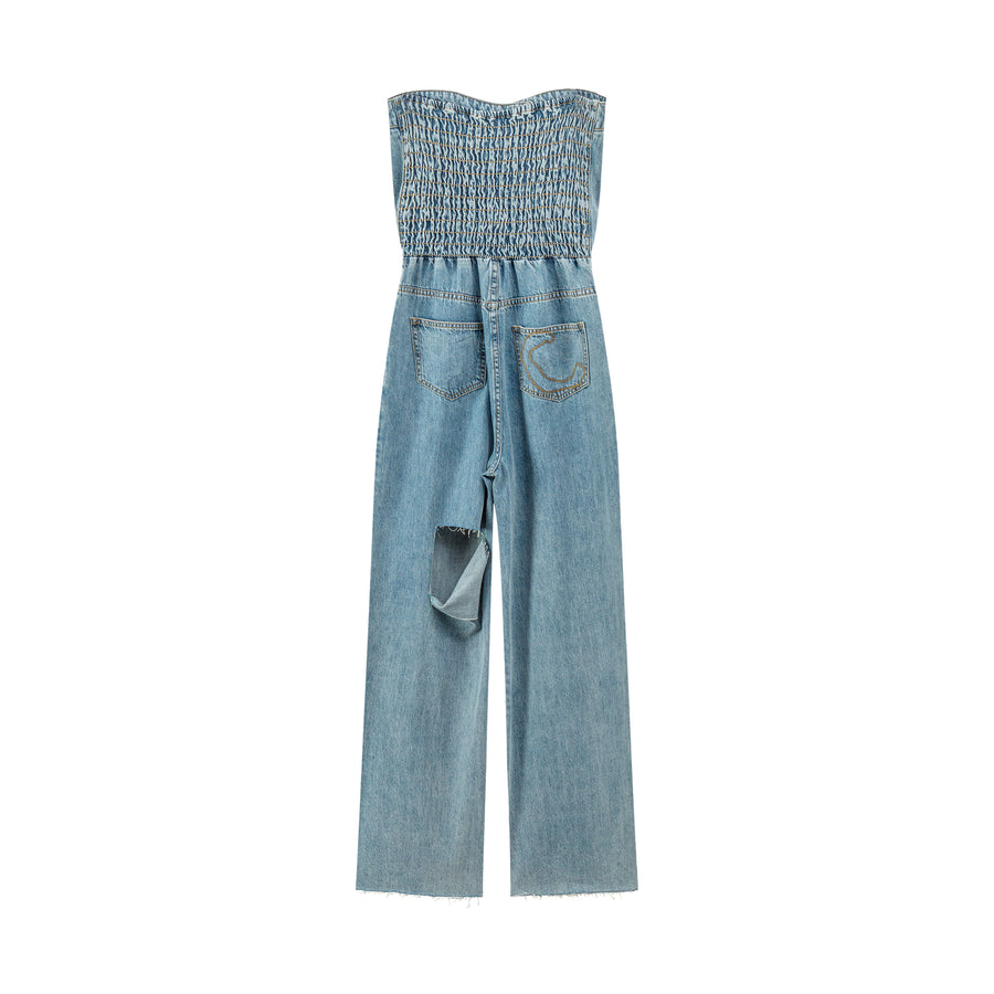 CHUU This Is My Reality Denim Jumpsuit