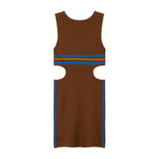 Unlock Stripes Waist Cutout V-Neck Dress