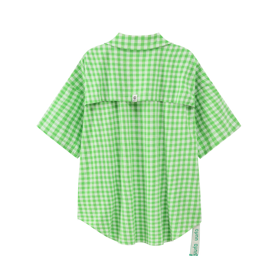 CHUU Gingham Check Maxi Collar Shirt