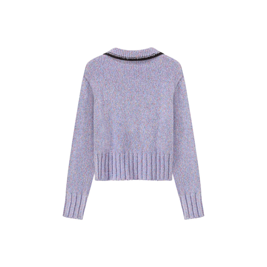 CHUU All The Lights Collar Zip Knit Sweater