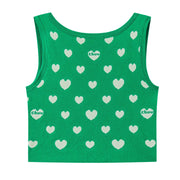 Heart Print Knit Sleeveless Top