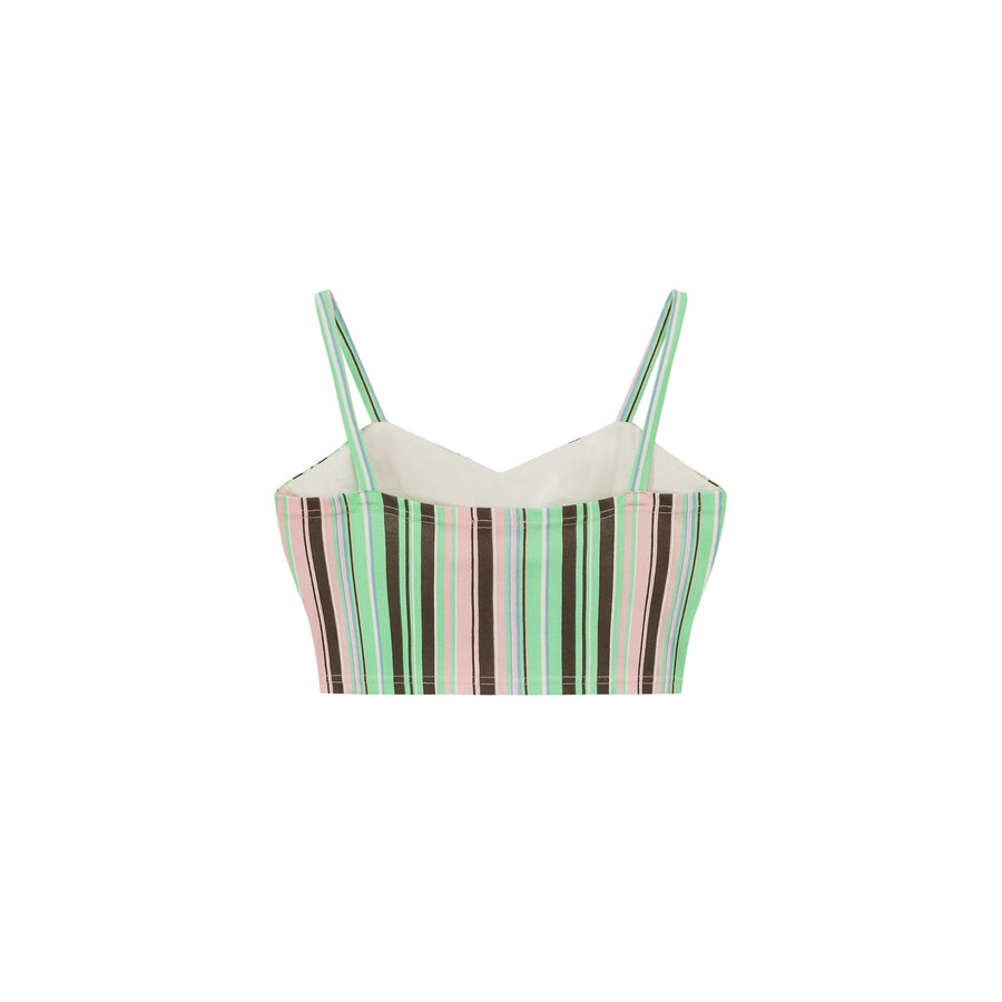 CHUU Products Rainbow Stripes Contrast Bustier Top