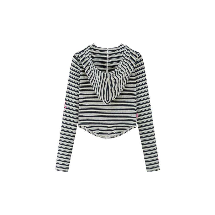 CHUU That Girl Striped Hooded Sweatshirt