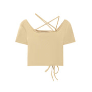 Unbalanced Shirring Crop Top