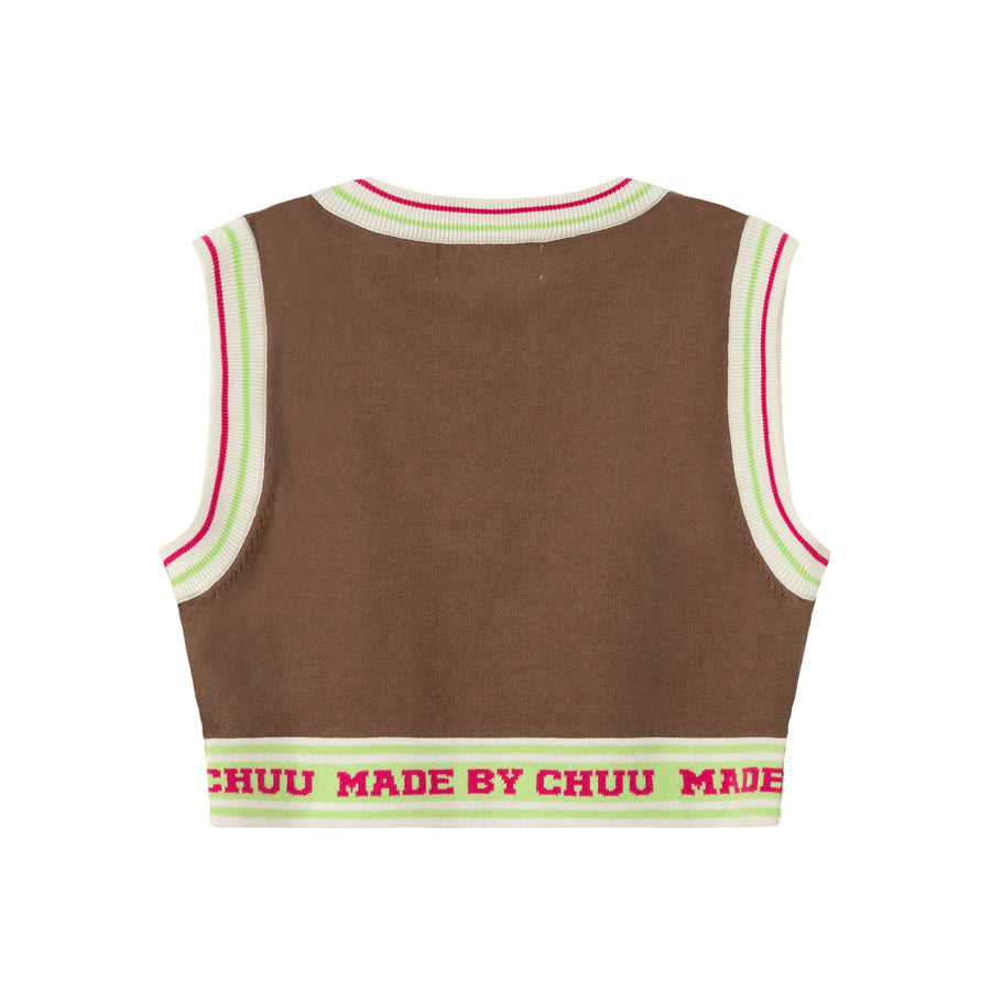 CHUU V-Neck Maxi Cropped Vest Knit Top